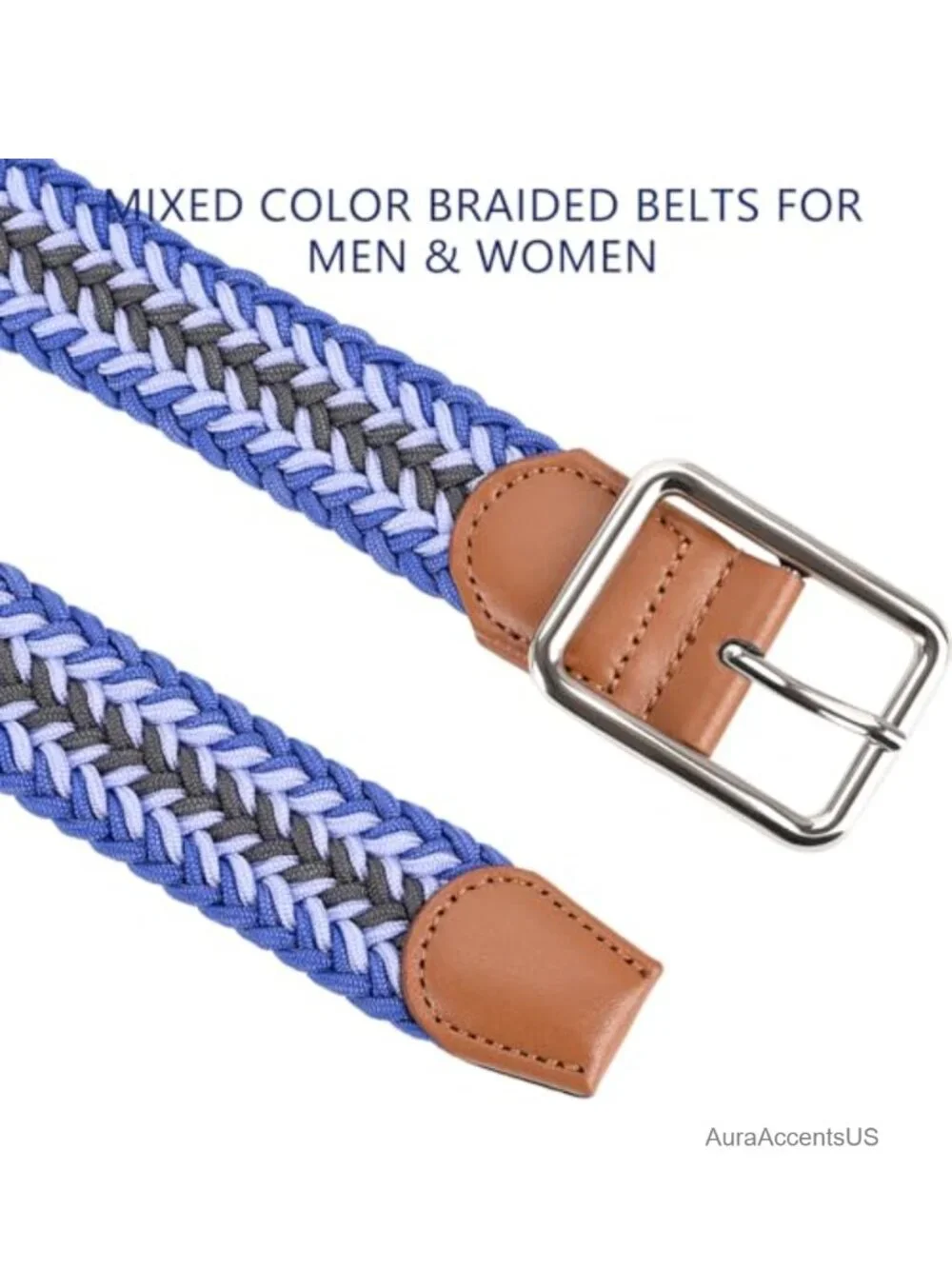 Men's Stretch Golf Belt with Metal Buckle, Adjustable No-Hole Waistband